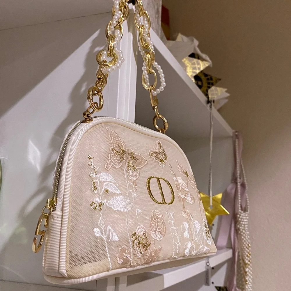 Dior Beauty Embroidered Cream Handbag